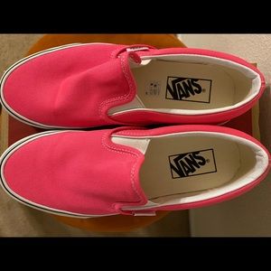 Brand New Never Worn Bright Pink Slip-On Vans